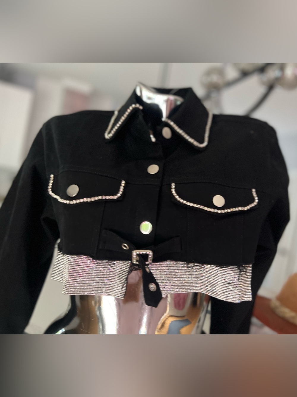 Women’s Black Jacket with Metallic Trim